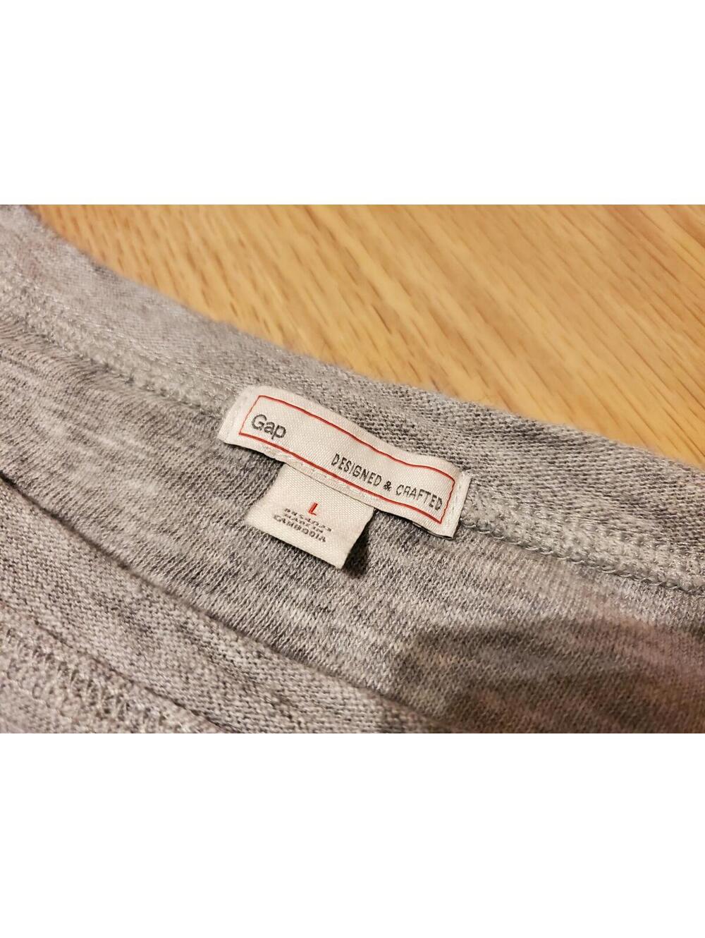 Gap Designed & Crafted Gray and White Striped Long Sleeve Shirt Large